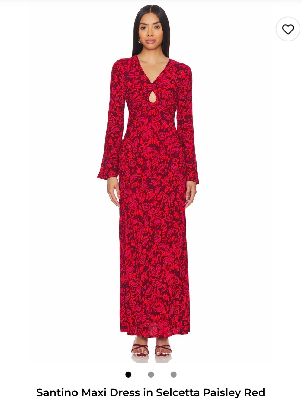 Faithfull the Brand Red Paisley Maxi Dress with Keyhole